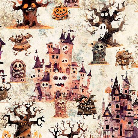A_Haunting_We_Will_Go-Haunted_Landscape_Oatmeal_2600-31945-E_Cotton_Fabric