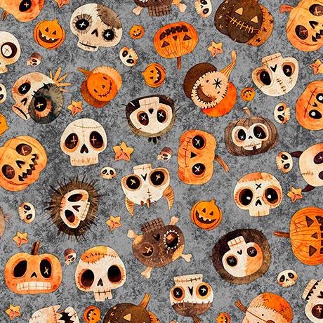 A_Haunting_We_Will_Go-Skull_Pumpkin_Toss_Smoke_2600-31947-K_Cotton_Fabric