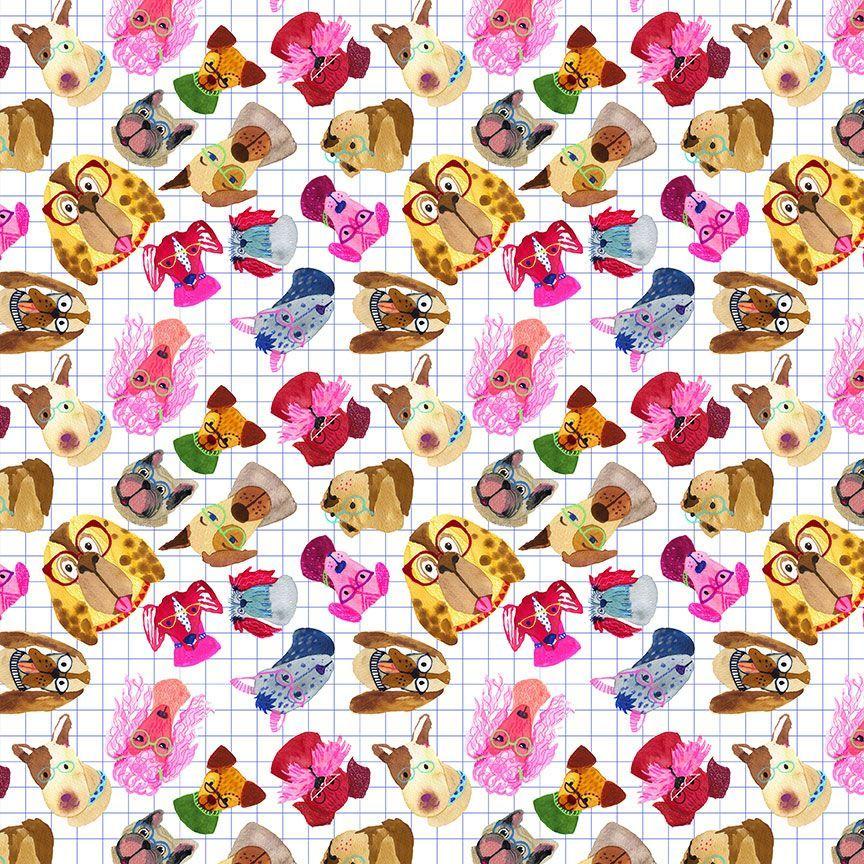 Big_Dog_Walk-Brainy_Furs_White_STELLA-DKS3127-WHITE_cotton_fabric