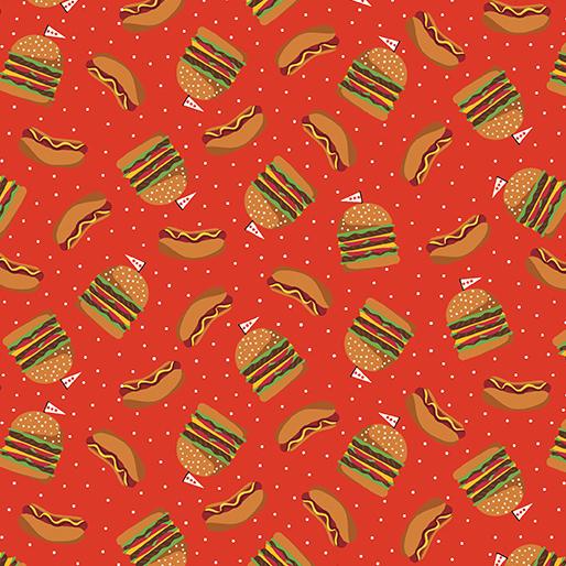 Chillin_Grillin-Hot_Dogs_Burgers_Red_14360-10_cotton_fabric