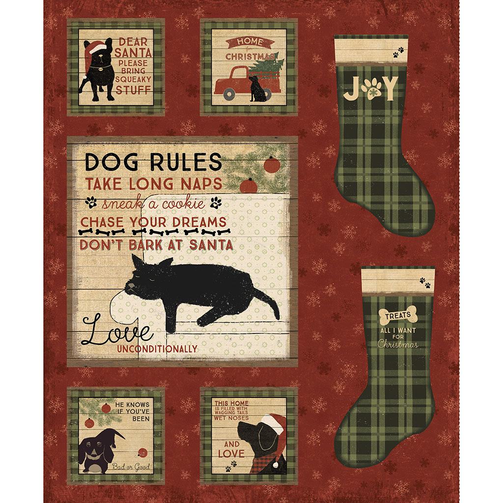 Christmas_Tails-37_Dog_Rules_Panel_Dark_Red_Y4802-83_Cotton_Fabric