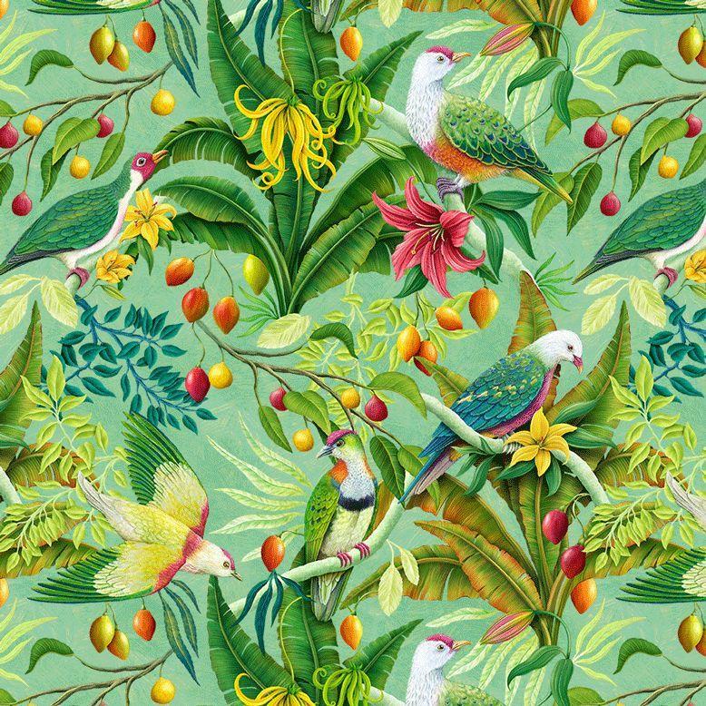 Fruit_Doves-Green_ROSIE-CD4172-GREEN_Cotton_Fabric