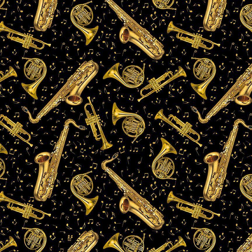 Tossed_Brass_Instruments-Black_MUSIC-CM3238-BLACK_cotton_fabric