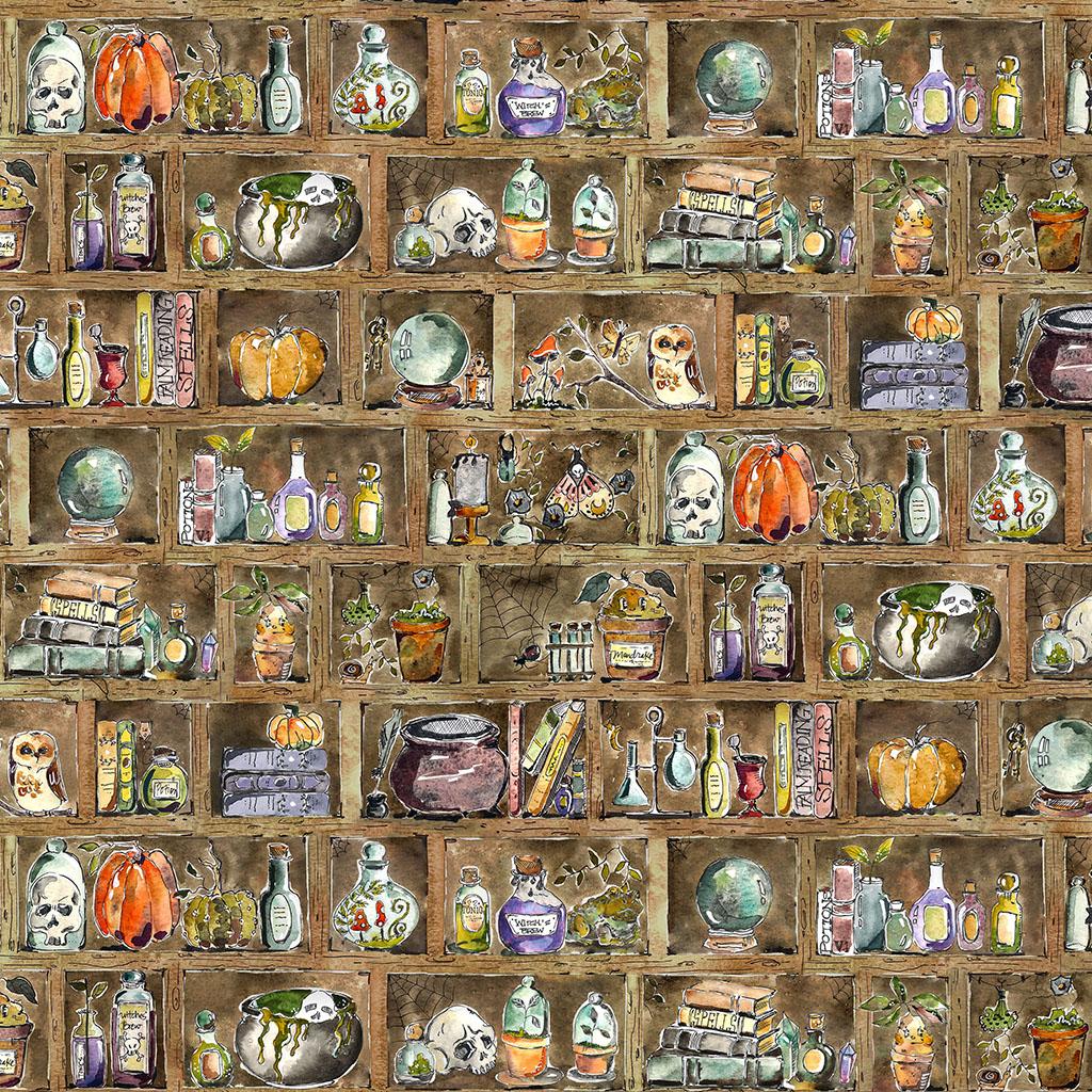 Witch_s_Tale-Bookshelf_Dark_Caramel_Y4787-66_Cotton_Fabric