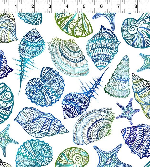 Wonders_Of_The_Ocean-Shells_Blue_5WO-1_Cotton_Fabric